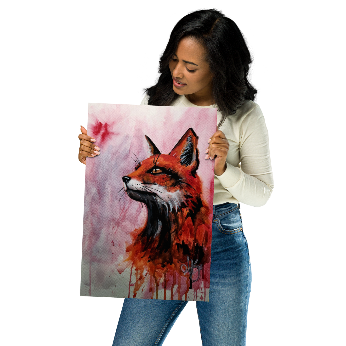 Lone Fox Watercolor Art Print